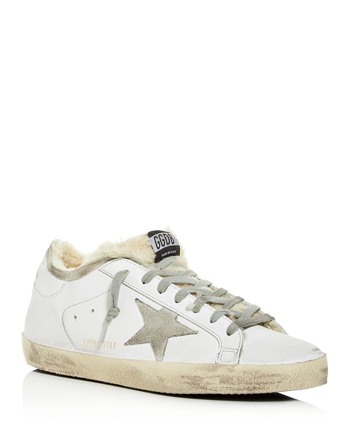 GOLDEN GOOSE UNISEX SUPERSTAR LEATHER & SHEARLING LOW-TOP SNEAKERS,G35MS590.Q75