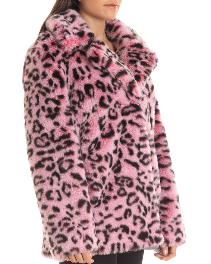 Avec Les Filles Animal Print Faux Fur Coat In Pink Leopard | ModeSens