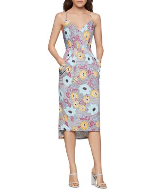 BCBGeneration Floral Faux-Wrap Midi Dress | Bloomingdale's Women