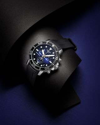 Seastar 1000 Blue-Dial & Black Rubber Strap Chronograph, 45.5mm