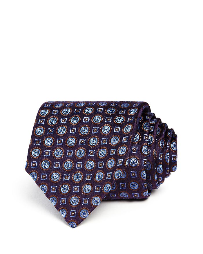 Canali Circle Square Medallion Classic Tie In Navy