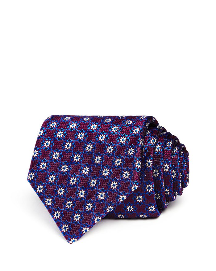 Canali Micro Flower Neat Classic Tie In Red