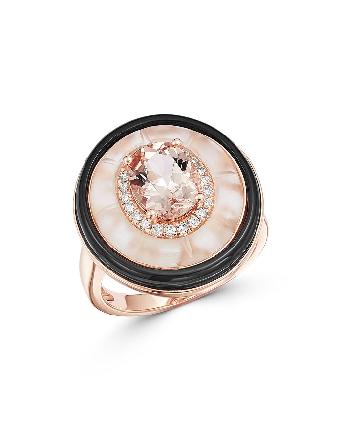 Bloomingdale's Morganite & Diamond Statement Ring In 14k Rose Gold - 100% Exclusive In Multi/rose Gold