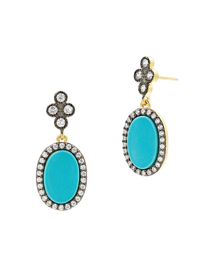 FREIDA ROTHMAN COLOR THEORY OVAL DROP EARRINGS IN 14K GOLD-PLATED STERLING SILVER OR RHODIUM-PLATED STERLING SILVER,YRZE020108B-TQ