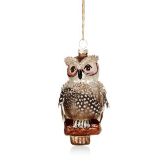 Bloomingdale's Feathered Owl Glass Ornament - 100% Exclusive ...