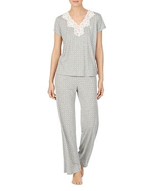 Ralph Lauren Lauren  Floral-dot Pajama Set In Gray Geo