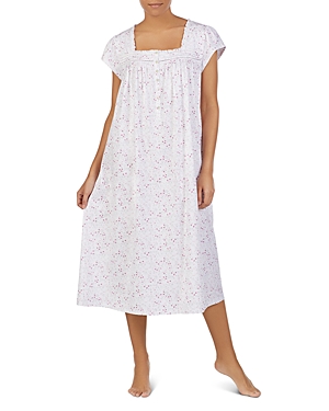 Eileen West Jersey Knit Short-sleeved Ballet Nightgown In Viney Floral
