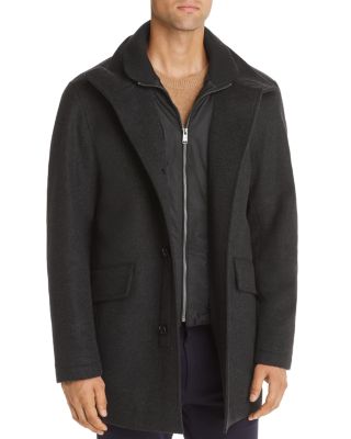 Hugo Boss Coxtan Bib-front Coat In Charcoal | ModeSens