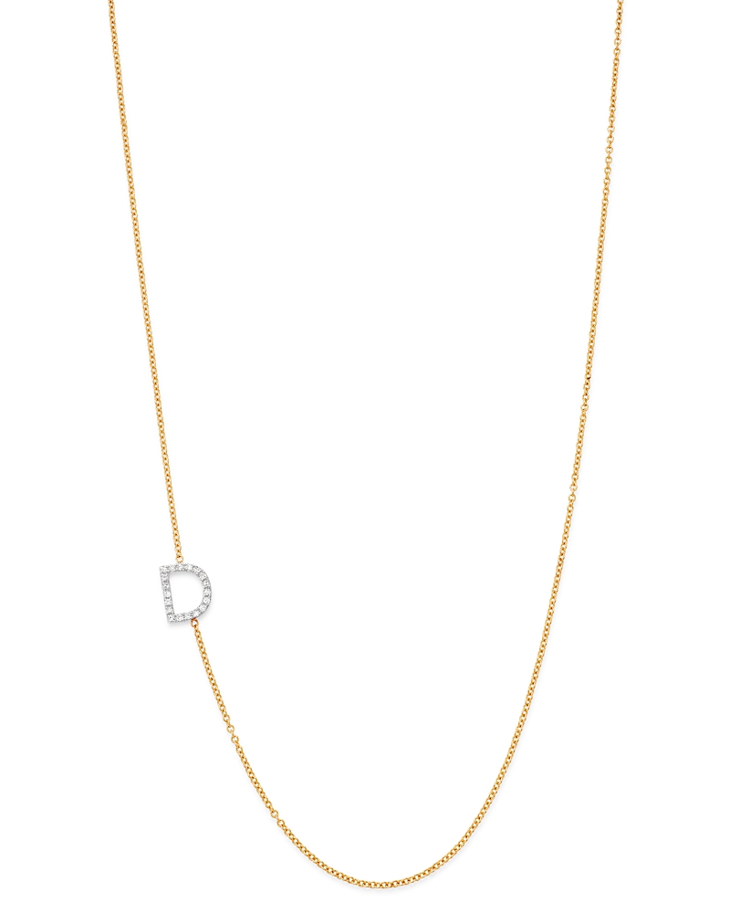 Zoe Lev 14K Yellow Gold Diamond Asymmetric Initial Necklace, 18
