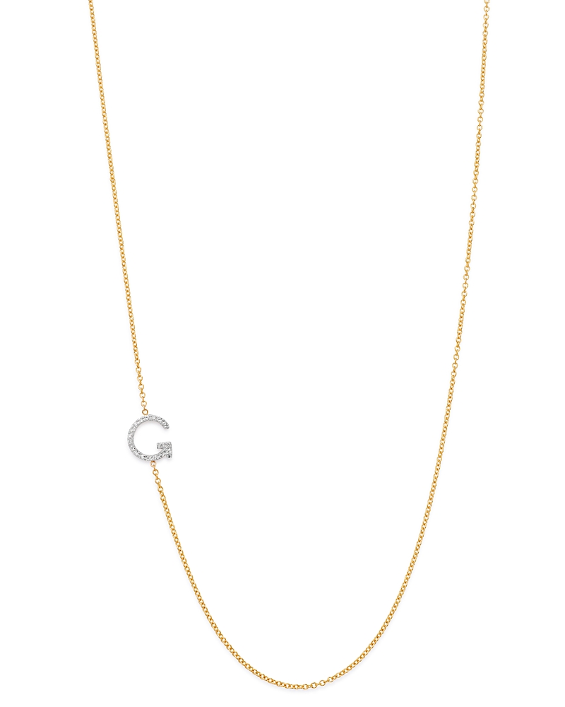 Zoe Lev 14K Yellow Gold Diamond Asymmetric Initial Necklace, 18