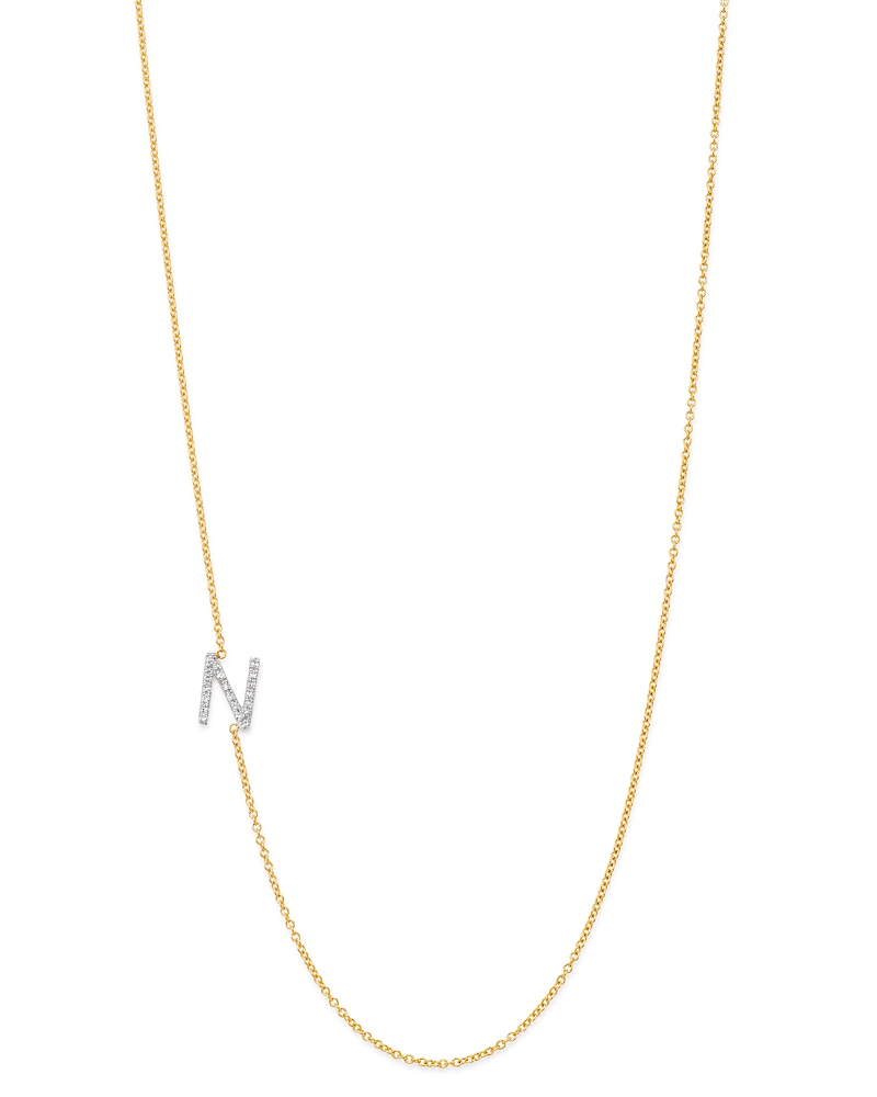 Zoe Lev 14k Yellow Gold Diamond Asymmetric Initial Necklace, 18 In N/gold