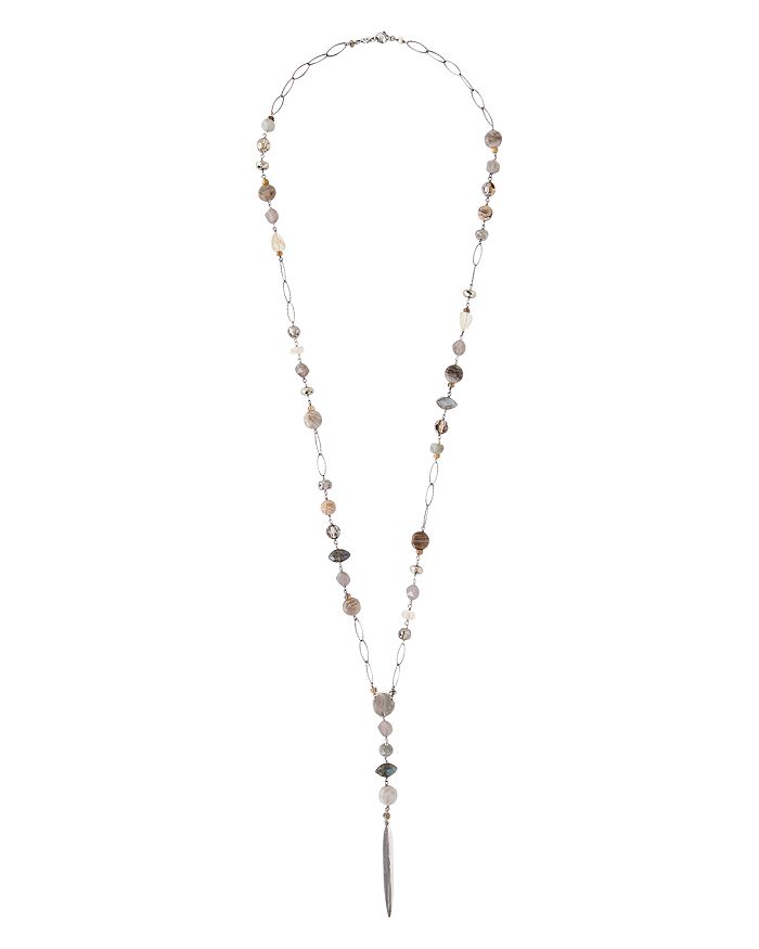 CHAN LUU MULTI-STONE LARIAT NECKLACE IN 18K GOLD-PLATED STERLING SILVER OR STERLING SILVER, 32