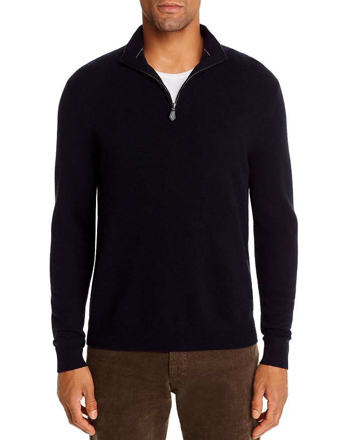The Men's Store At Bloomingdale's Cashmere Half-zip Sweater - 100% Exclusive In Black