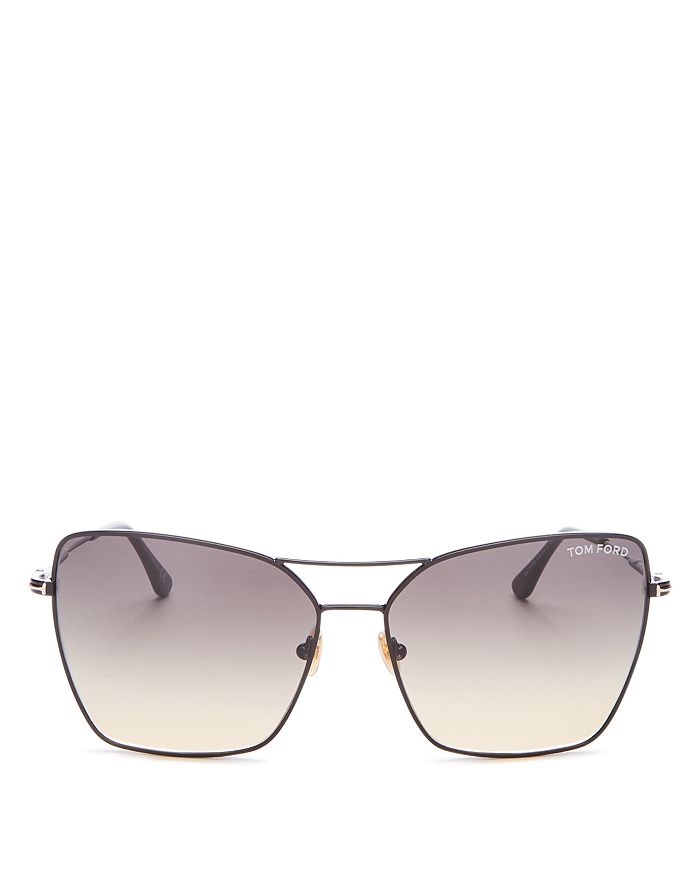 Tom Ford Women's Sye Brow Bar Square Sunglasses, 61mm In Shiny Black/gradient Smoke Gradient