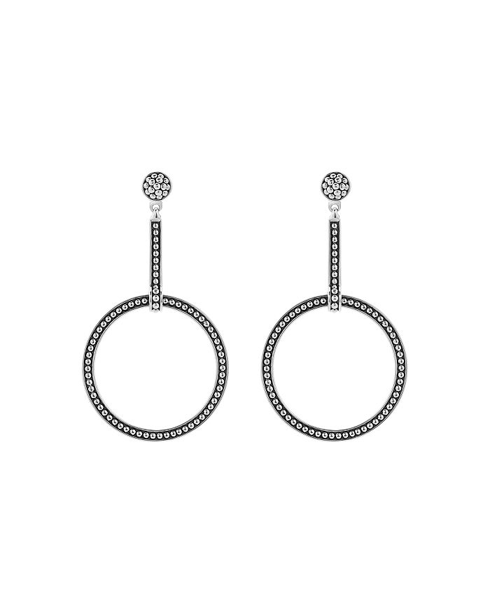 Shop Lagos Sterling Silver Enso Circle Drop Earrings In Black/silver