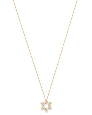 Diamond Star of David Pendant Necklace in 14K Yellow Gold, 0.50 tcw 