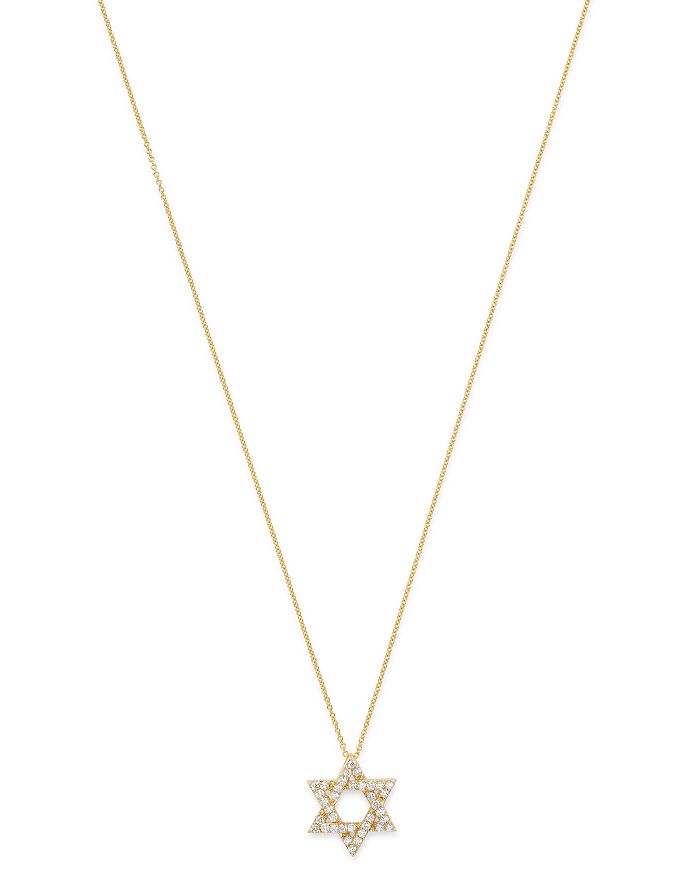 Bloomingdale's Diamond Star Of David Pendant Necklace In 14k Yellow Gold, 0.50 Ct. T.w. - 100% Exclusive In White/gold