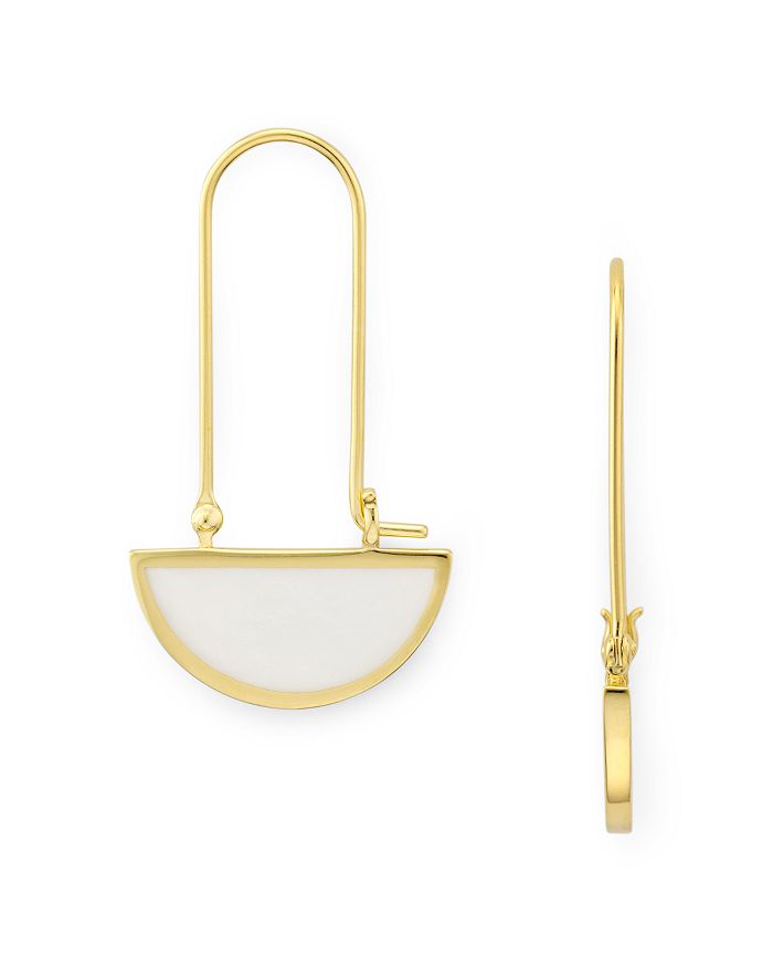 Argento Vivo Half-circle Geometric Drop Earrings In White/gold