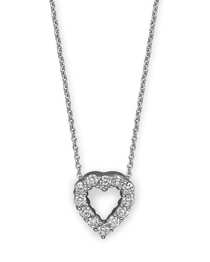 Roberto Coin 18K White Gold Baby Heart Pendant Necklace with Diamonds, 16