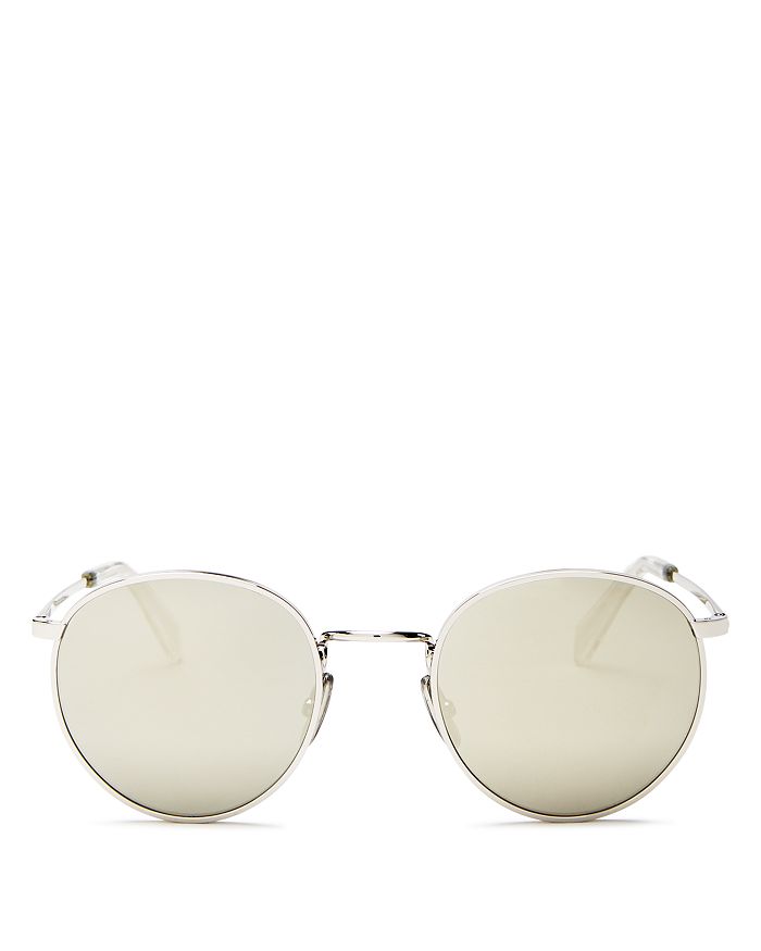 Celine Unisex Round Sunglasses, 50mm In Silver/smoke Mirror