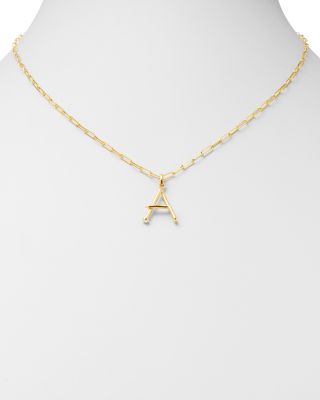 14K Yellow Gold Large Nail Initial Necklace, 18&amp;quot;