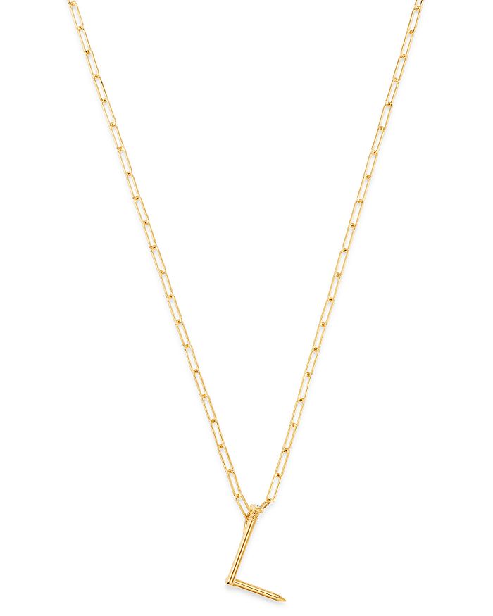 Zoe Lev 14k Yellow Gold Large Nail Initial Necklace, 18 In L/gold