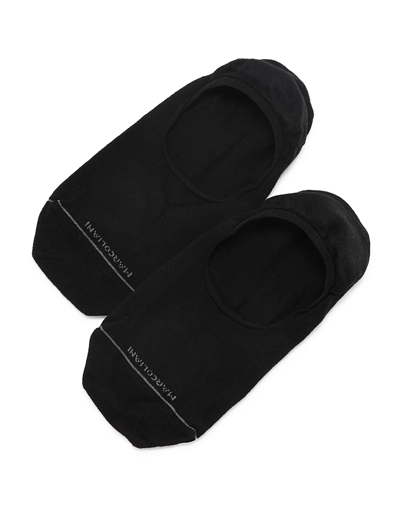 Marcoliani Invisible Touch Solid No-show Socks In Black