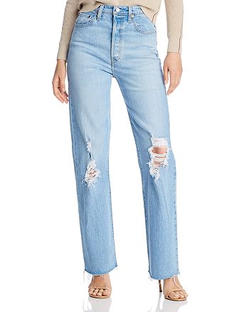 Levi's Ribcage Ripped Straight-Leg Jeans in Tango Swing | Bloomingdale's