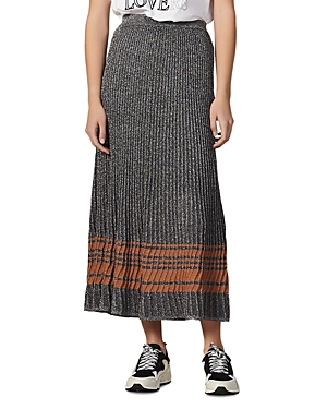 SANDRO SLOANE METALLIC RIBBED MAXI SKIRT,SFPJU00149