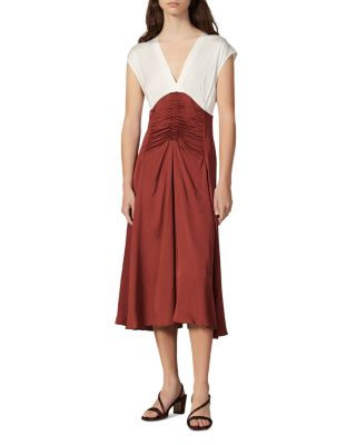 Sandro Lunna Two-Tone Pleated Midi Dress | Bloomingdale's Women