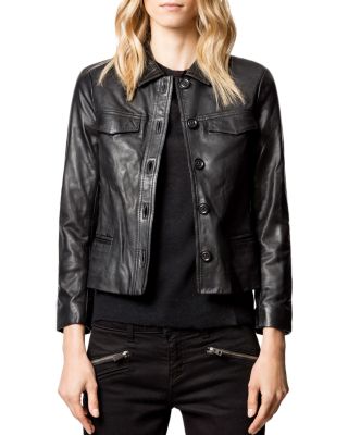 leather jacket button up