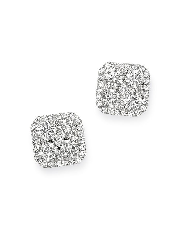 Bloomingdale's Cluster Diamond Statement Stud Earrings In 14k White Gold, 1.5 Ct. T.w. - 100% Exclusive