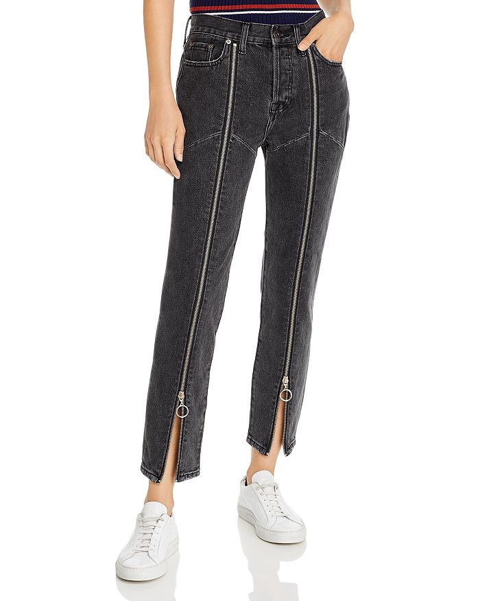 Pistola Nico High Rise Zip Straight Leg Jeans in Charcoal