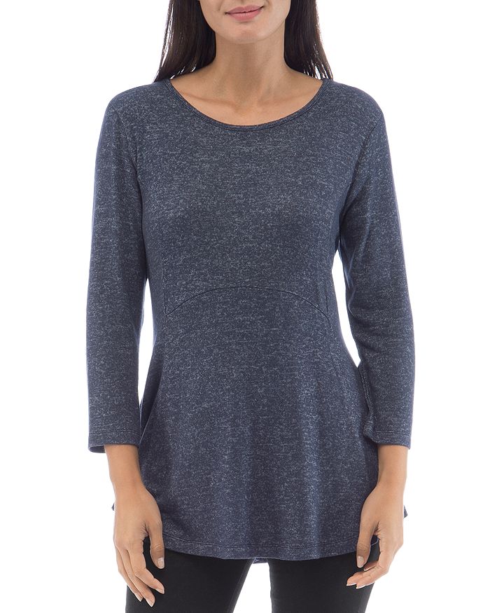 B Collection By Bobeau Brushed Tunic Top In Dark Graphite