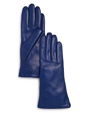 Shop Bloomingdale's Cashmere Lined Leather Gloves - 100% Exclusive In Blu Dandy