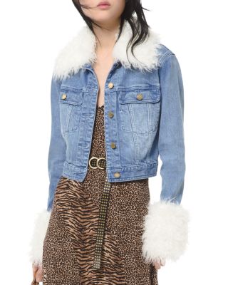 michael kors jean jacket with fur