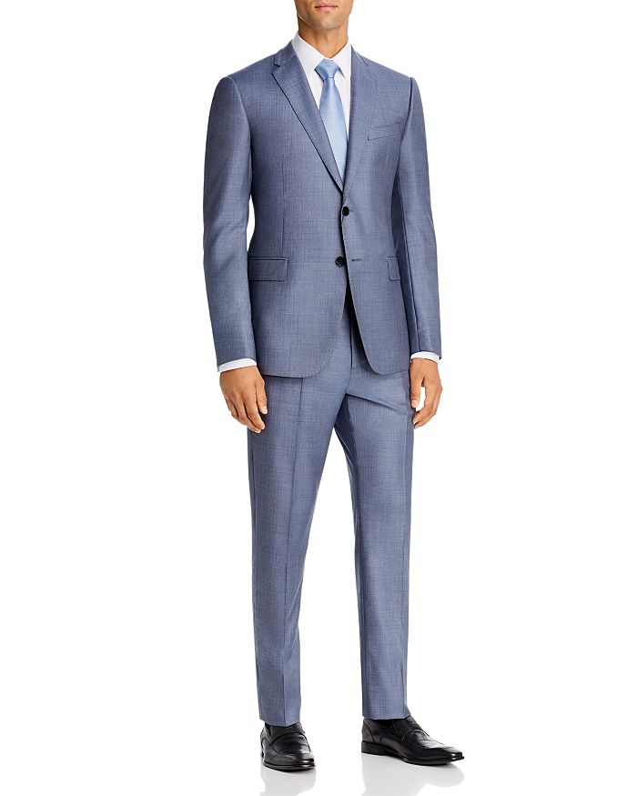 Armani Collezioni Emporio Armani Plain-weave Virgin Wool Regular Fit Suit In Fancy Blue