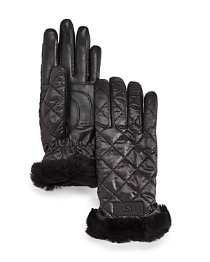 Quilted Shearling Cuff Tech Gloves