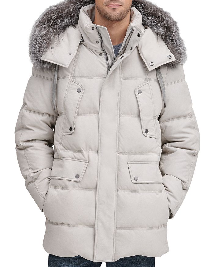 ANDREW MARC ROCKLAND FOX FUR TRIM QUILTED PARKA,AM8AE210