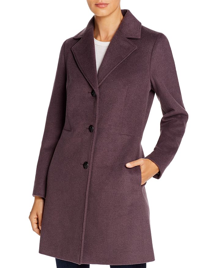 Calvin Klein Single-breasted Button Front Coat In Prune