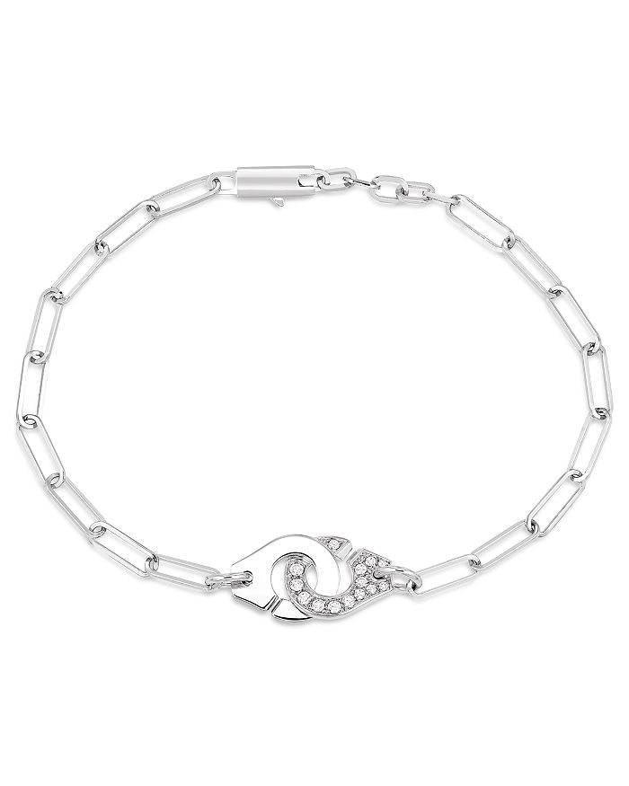 Dinh Van 18k White Gold Menottes Chain Bracelet With Diamonds