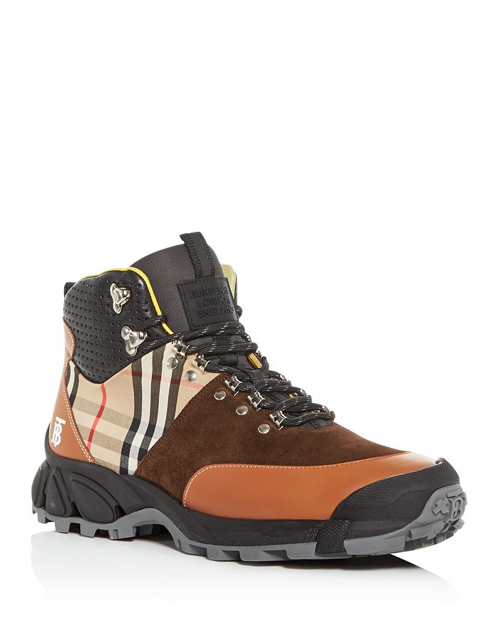 Burberry Tor Vintage Check Hiking Boots In Tan