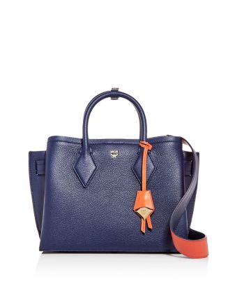 Medium Neo Milla Park Avenue Leather Tote In Navy Blue/gold