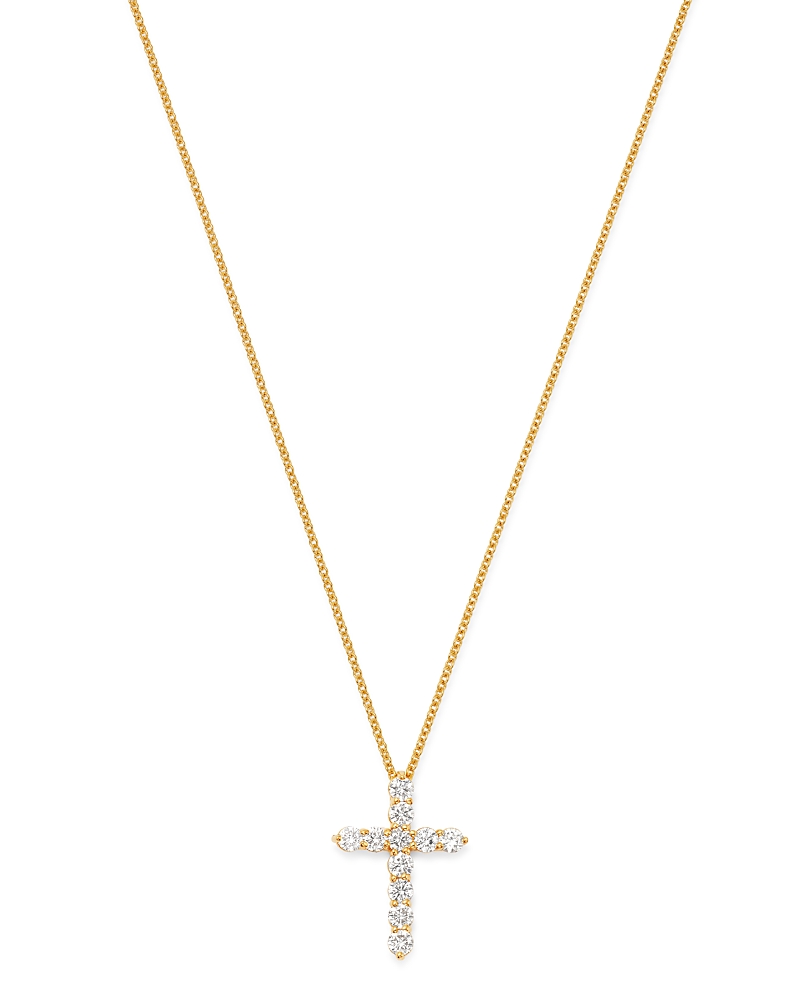 Bloomingdale's Diamond Cross Pendant Necklace In 14k Yellow Gold, 0.50 Ct. T. W. - Exclusive In White/gold