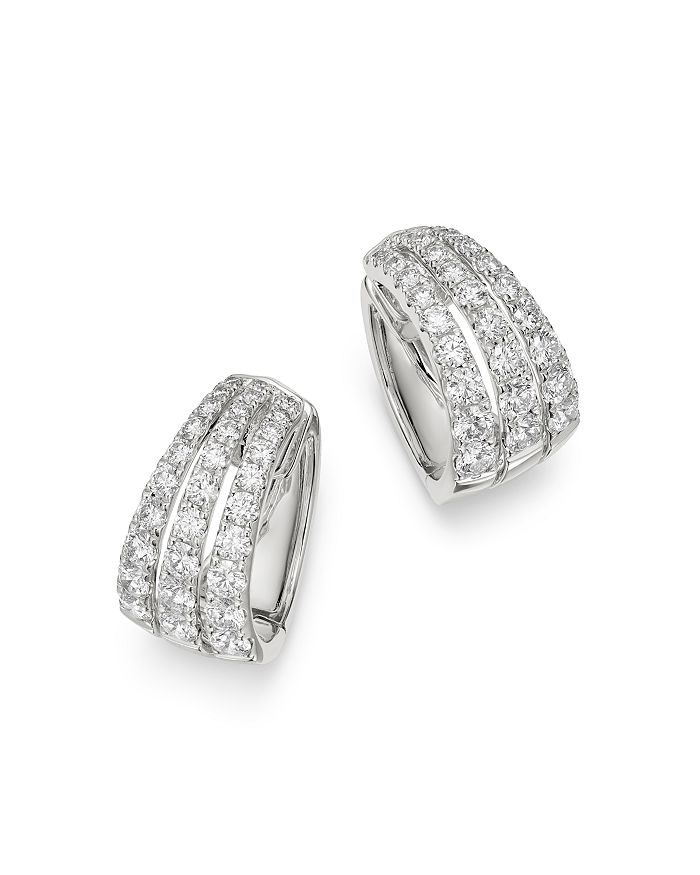 Bloomingdale's Diamond Triple-row Huggie Hoop Earrings In 14k White Gold, 2.60 Ct. T.w. - 100% Exclusive