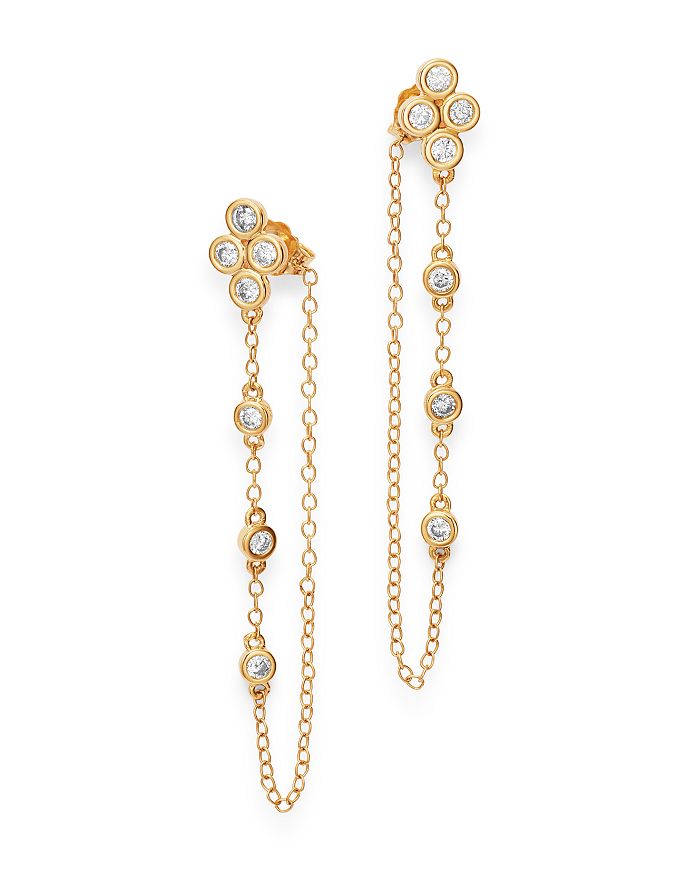 Bloomingdale's Bezel Set Diamond Chain Drop Earrings in 14K Yellow Gold ...