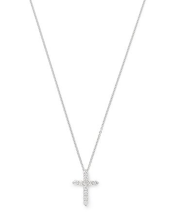 Bloomingdale's - Diamond Small Cross Pendant Necklace in 14K White Gold, 0.33 ct. t.w. - 100% Exclusive