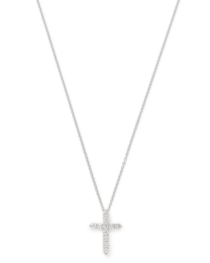 Bloomingdale's Diamond Small Cross Pendant Necklace In 14k White Gold, 0.33 Ct. T.w. - 100% Exclusive