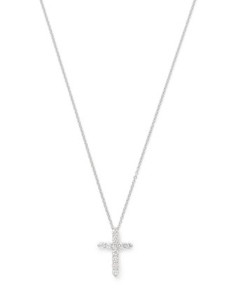 Bloomingdale's Diamond Small Cross Pendant Necklace in 14K White Gold ...