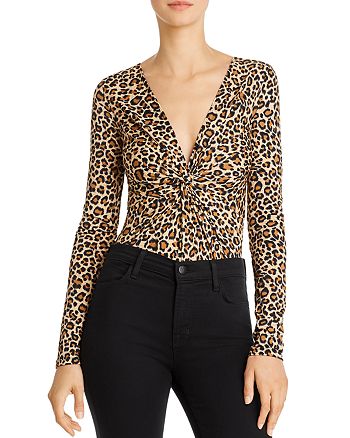 Bardot Twist-Front Leopard Print Bodysuit | Bloomingdale's
